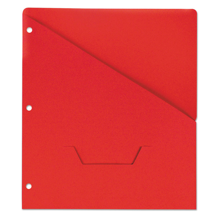 Picture of Slash-Cut Pockets for Three-Ring Binders, Jacket, Letter, 11 Pt., Red, 10/Pack