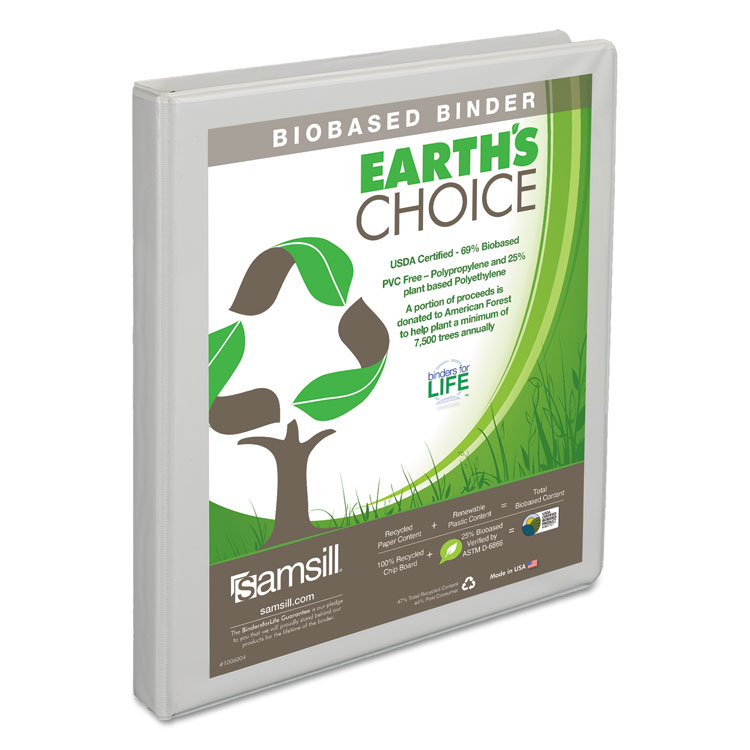 Picture of Earth's Choice Biobased Round Ring View Binder, 1/2" Cap, White