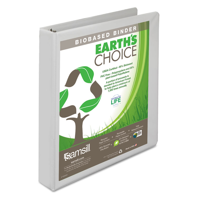 Picture of Earth's Choice Biobased Round Ring View Binder, 1" Cap, White