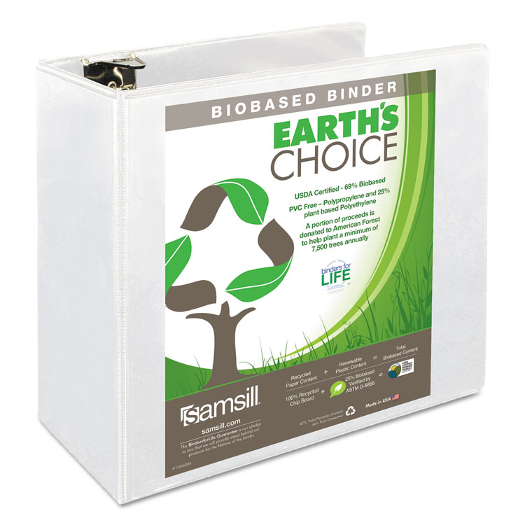 Picture of Earth's Choice Biobased Round Ring View Binder, 5" Cap, White