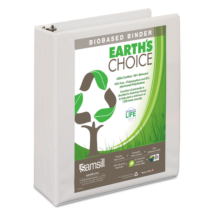Picture of Earth's Choice Biobased Round Ring View Binder, 2" Cap, White