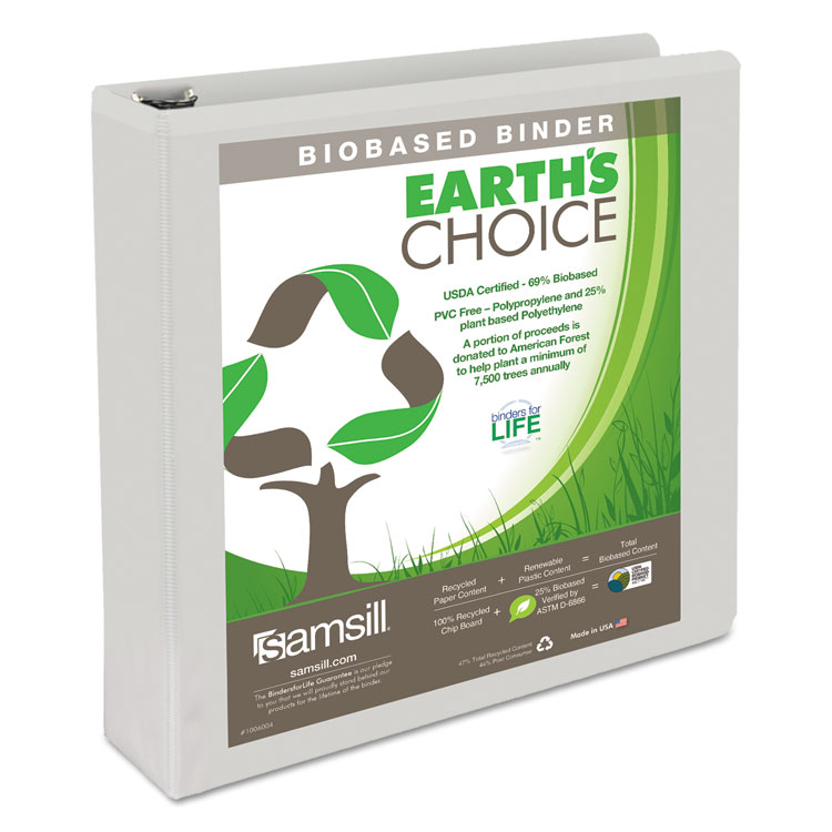 Picture of Earth's Choice Biobased Round Ring View Binder, 1.5" Cap, White