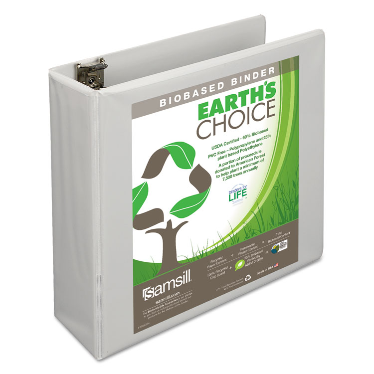 Picture of Earth's Choice Biobased Round Ring View Binder, 3" Cap, White