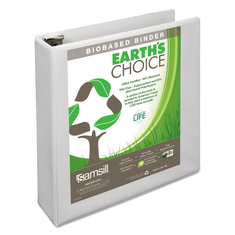 Picture of Earth's Choice Biobased D-Ring View Binder, 2" Cap, White