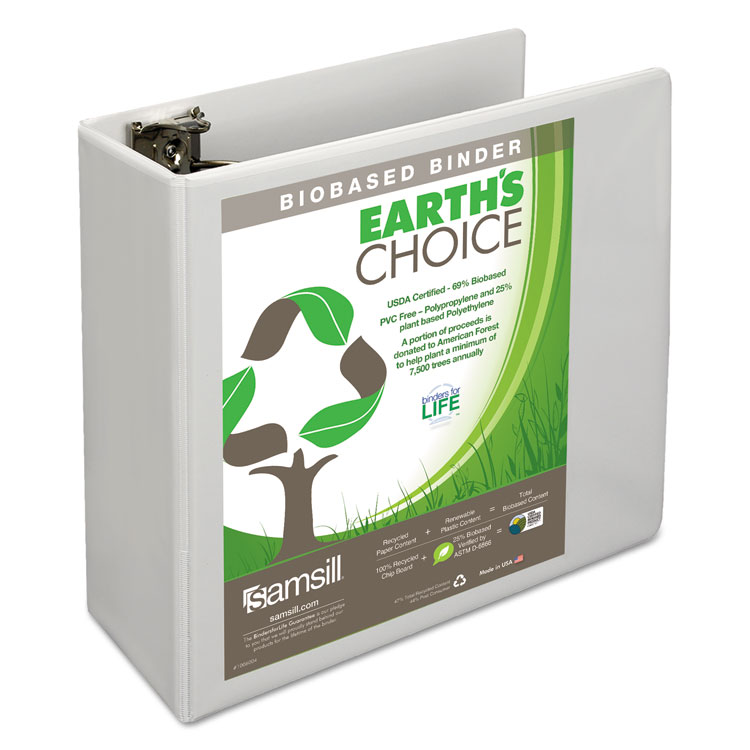 Picture of Earth's Choice Biobased Round Ring View Binder, 4" Cap, White