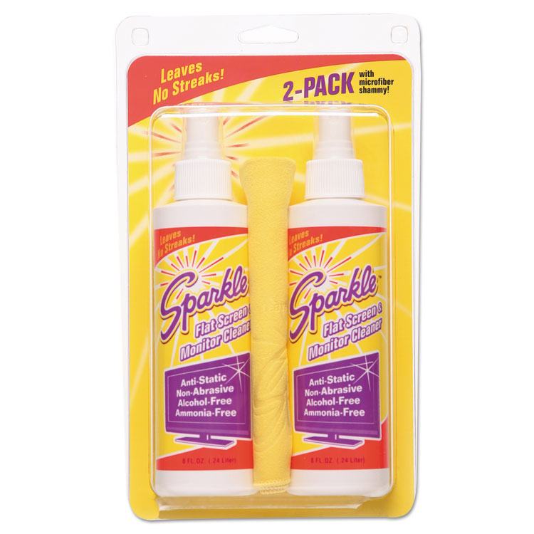 FLAT SCREEN & MONITOR CLEANER, PLEASANT SCENT, 8 OZ BOTTLE, 2/PACK, 6/CTN