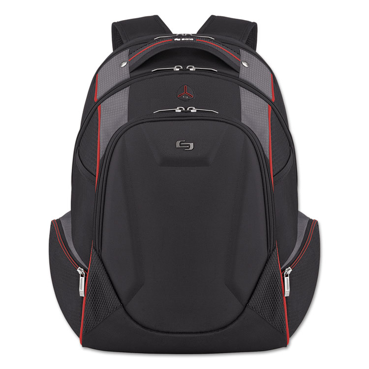 Picture of Launch Laptop Backpack, 17.3", 12 1/2 X 8 X 19 1/2, Black/gray/red