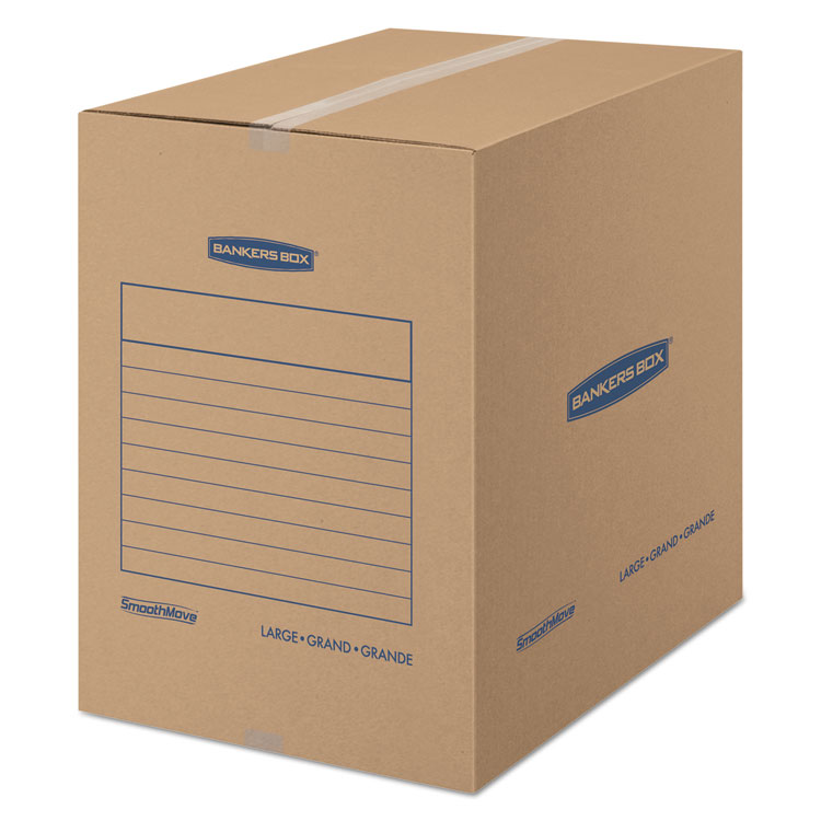 Picture of Smoothmove Basic Large Moving Boxes, 18l X 18w X 24h, Kraft/blue, 15/carton