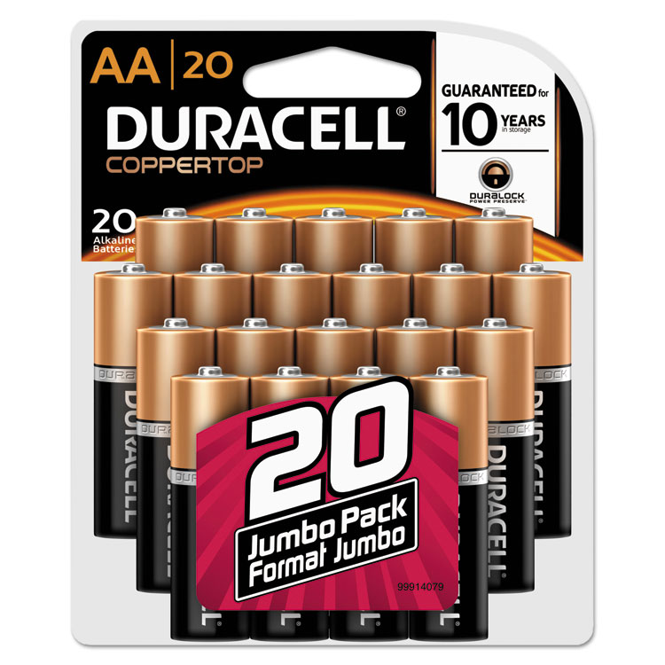 Picture of CopperTop Alkaline Batteries with Duralock Power Preserve Technology, AA, 20/Pk