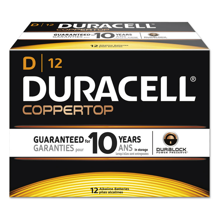 Picture of CopperTop Alkaline Batteries with Duralock Power Preserve Technology, D, 12/Box
