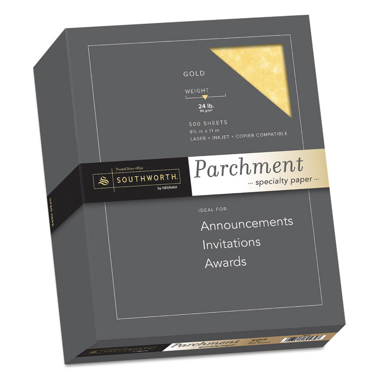 Picture of Parchment Specialty Paper, Gold, 24lb, 8 1/2 x 11, 500 Sheets