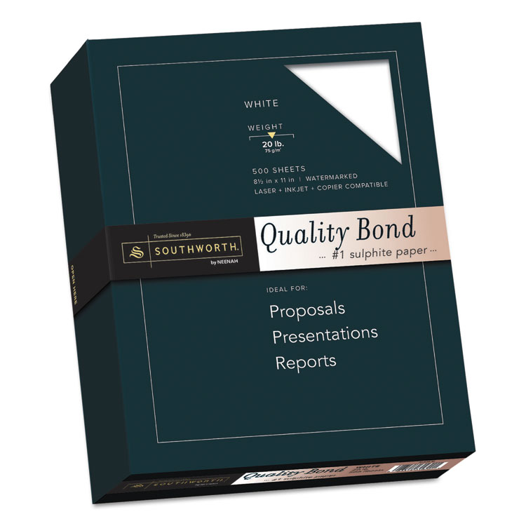 Picture of Quality Bond #1 Sulphite Paper, 20lb, 95 Bright, Wove, 8 1/2 x 11, 500 Sheets