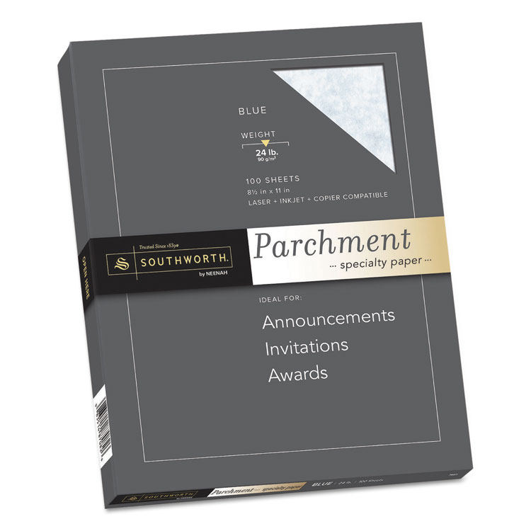 Picture of Parchment Specialty Paper, Blue, 24lb, 8 1/2 x 11, 100 Sheets