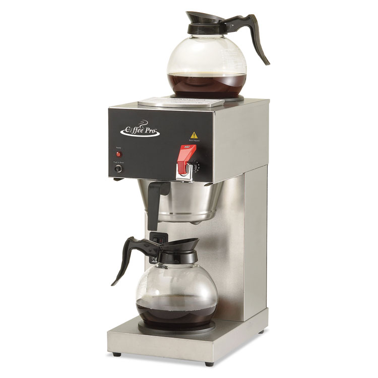 Picture of Two-Burner Institutional Coffee Maker, 12 Cup, Stainless Steel, 9 X 16 1/2 X 19