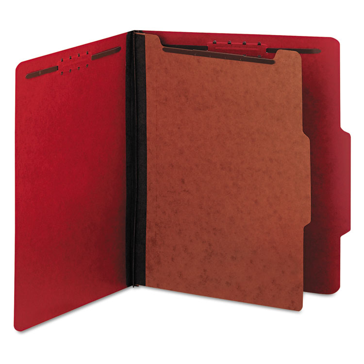 Picture of Pressboard Classification Folders, Letter, Four-Section, Ruby Red, 10/Box