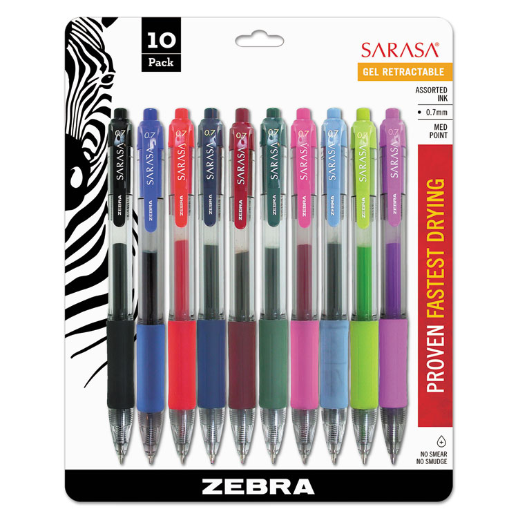 Picture of Sarasa Retractable Gel Pen, Assorted Ink, Medium, 10/Pack