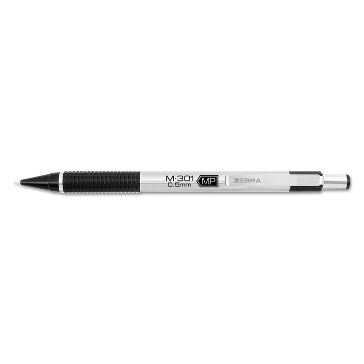 Picture of M-301 Mechanical Pencil, 0.5 mm, Stainless Steel w/Black Accents Barrel, Dozen