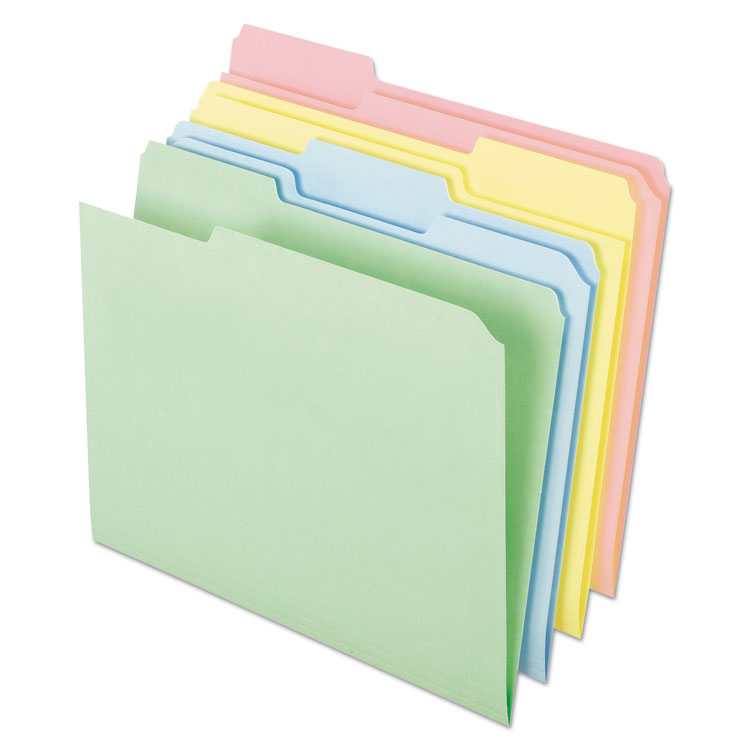 Picture of Pastel Color File Folders, 1/3 Cut Top Tab, Letter, Assorted, 100/Box