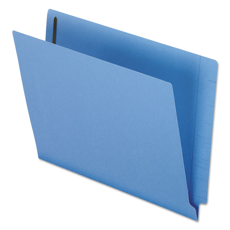 Picture of Reinforced End Tab Expansion Folder, Two Fasteners, Letter, Blue, 50/Box