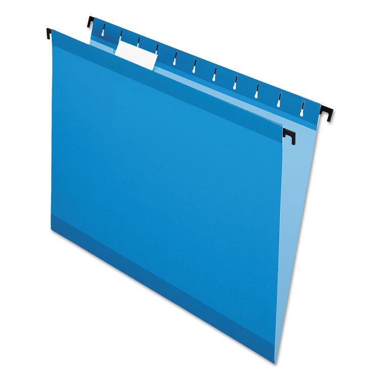 Picture of Poly Laminate Hanging Folders, Letter, 1/5 Tab, Blue, 20/Box
