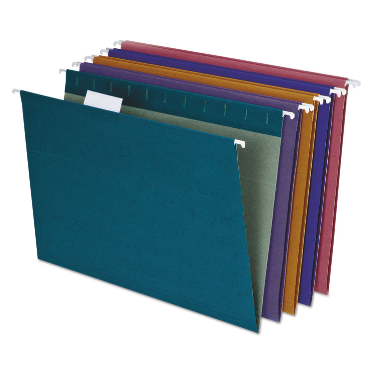 Picture of Earthwise EZ Slide Hanging File Folders, 1/5 Tab, Letter, Assorted, 20/Box