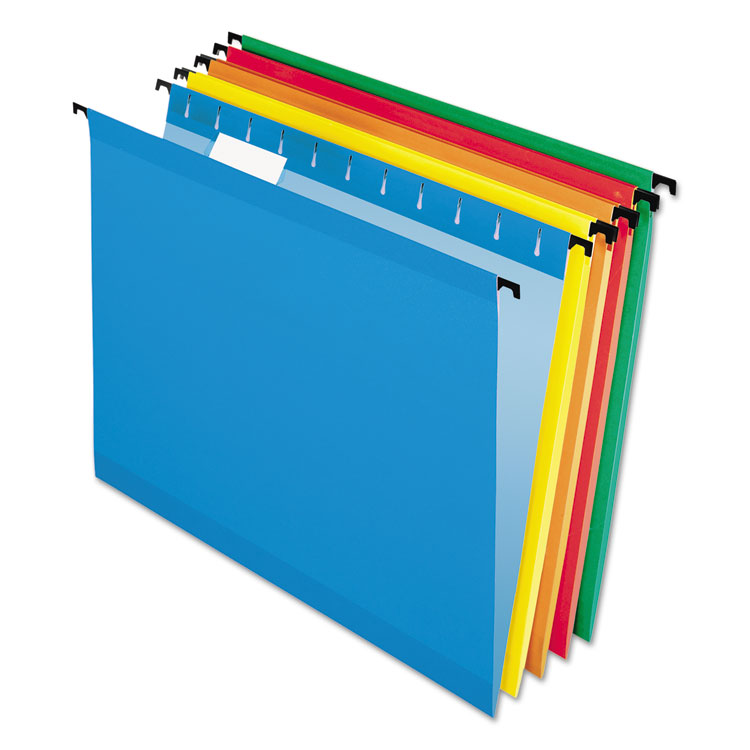 Picture of Poly Laminate Hanging Folders, Letter, 1/5 Tab, Assorted, 20/Box