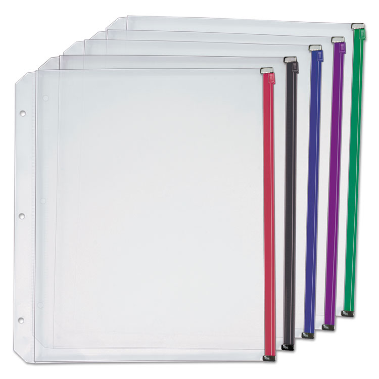 Picture of Expanding Zipper Binder Pocket, 11 x 8 1/2, Assorted Colors, 5/Pack