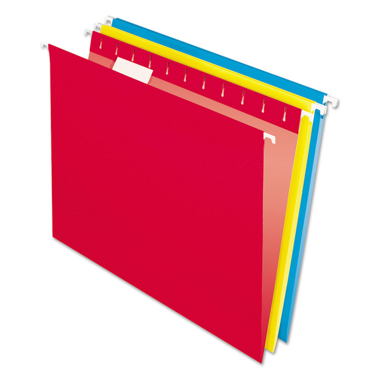 Picture of Colored Hanging Folders, 1/5 Tab, Letter, Assorted Colors, 25/Box