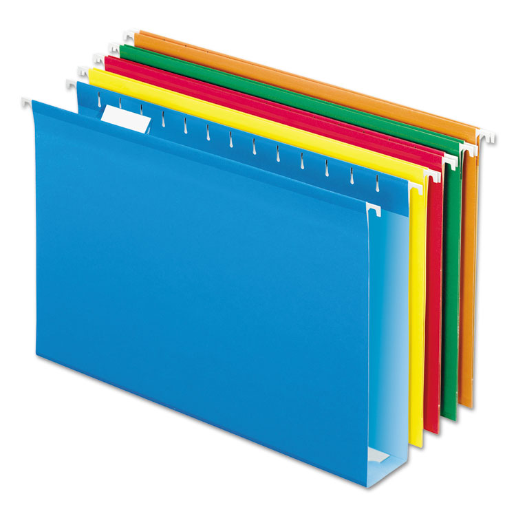Picture of Reinforced 2" Extra Capacity Hanging Folders, 1/5 Tab, Legal, Assorted, 25/Box