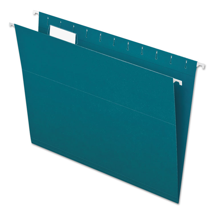 Picture of Colored Hanging Folders, 1/5 Tab, Letter, Teal, 25/Box
