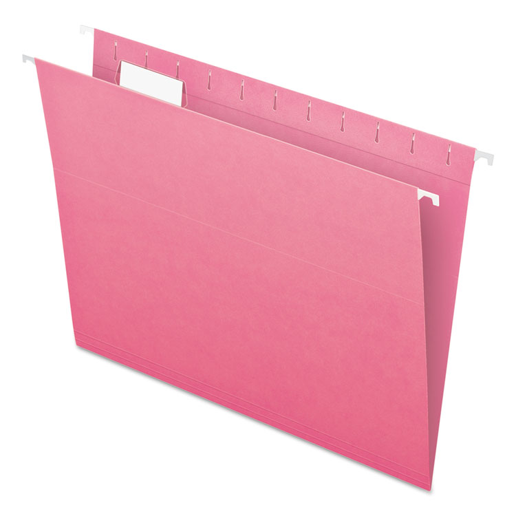 Picture of Colored Hanging Folders, 1/5 Tab, Letter, Pink, 25/Box