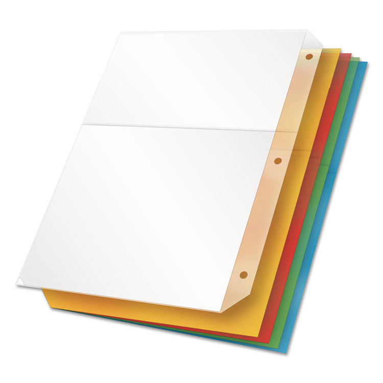 Picture of Poly Ring Binder Pockets, 11 x 8 1/2, Assorted Colors, 5/Pack