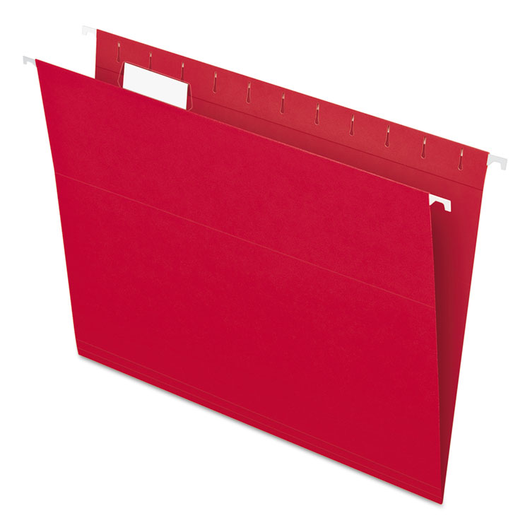 Picture of Colored Hanging Folders, 1/5 Tab, Letter, Red, 25/Box