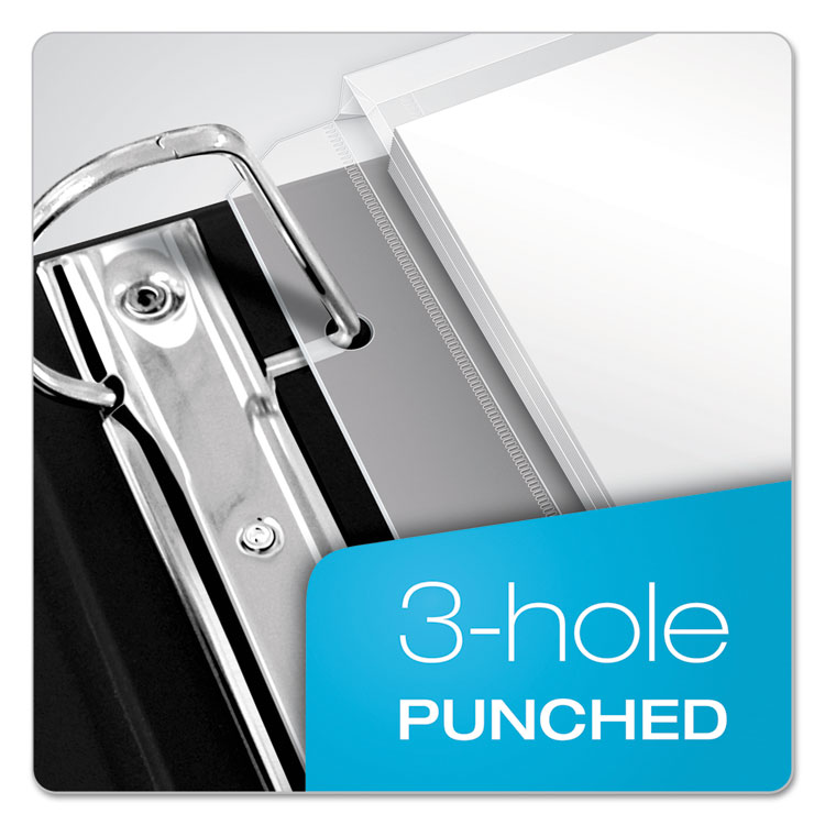Binder Pockets, 3-Hole Punched, 9.25 x 11, Clear, 5/Pack