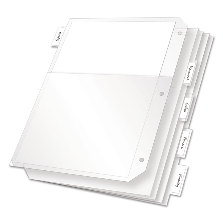 Picture of Poly Ring Binder Pockets, 11 x 8 1/2, Clear, 5/Pack