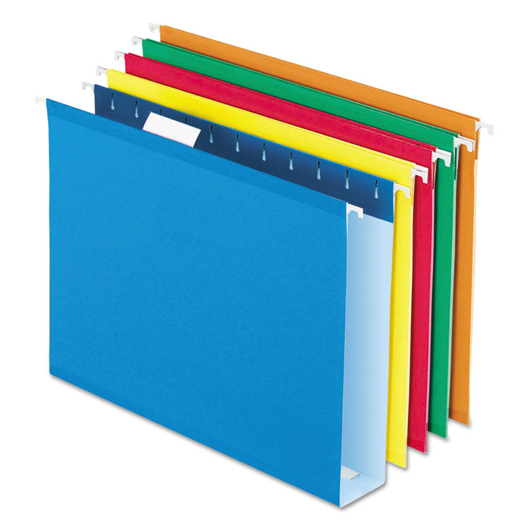 Picture of Reinforced 2" Extra Capacity Hanging Folders, 1/5 Tab, Letter, Assorted, 25/Box