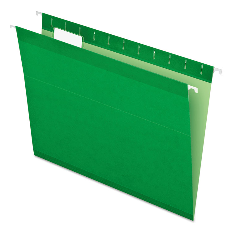 Picture of Reinforced Hanging Folders, 1/5 Tab, Letter, Bright Green, 25/Box