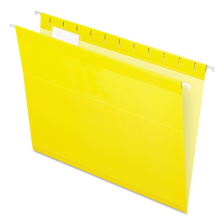 Picture of Reinforced Hanging Folders, 1/5 Tab, Letter, Yellow, 25/Box