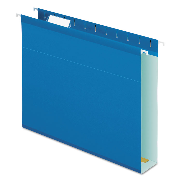 Picture of Reinforced 2" Extra Capacity Hanging Folders, 1/5 Tab, Letter, Blue, 25/Box