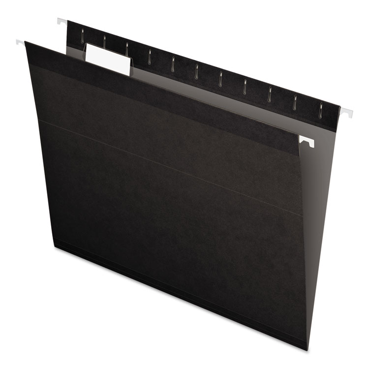 Picture of Reinforced Hanging Folders, 1/5 Tab, Letter, Black, 25/Box