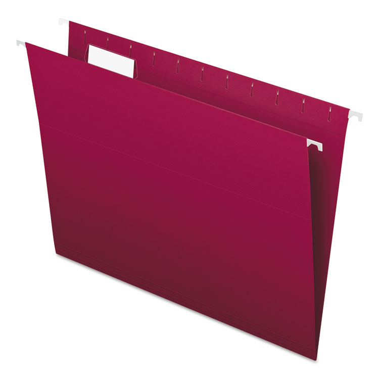 Picture of Colored Hanging Folders, 1/5 Tab, Letter, Burgundy, 25/Box