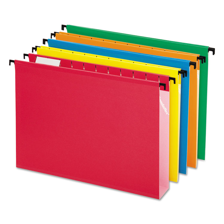 Picture of Poly Laminate Hanging Folders, 1/5 Tab, 2" Expansion, Letter, Assorted, 20/Box