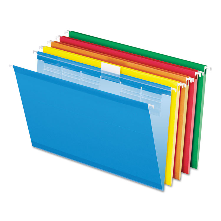 Picture of Colored Reinforced Hanging Folders, 1/6 Tab, Legal, Asst, 25/Box