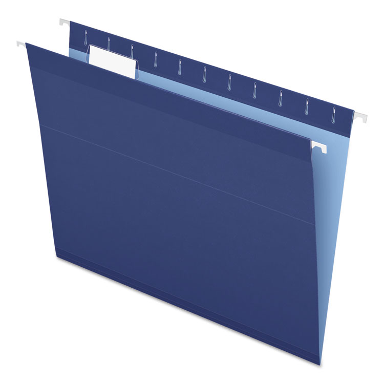 Picture of Reinforced Hanging Folders, 1/5 Tab, Letter, Navy, 25/Box