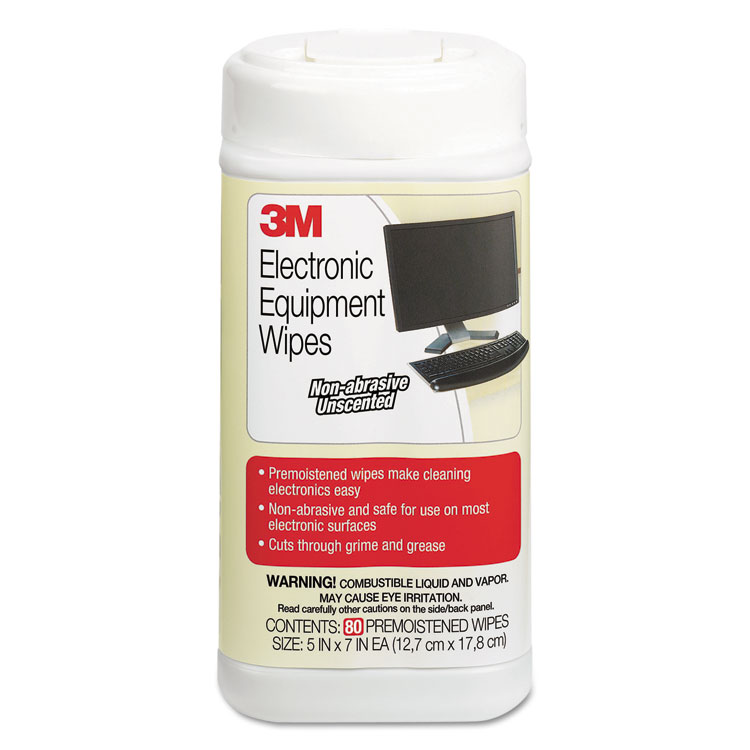 Picture of Electronic Equipment Cleaning Wipes, 5 1/2 x 6 3/4, White, 80/Canister