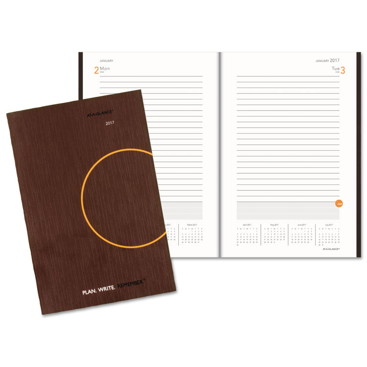 Picture of One-Day-Per-Page Planning Notebook, 6 x 9, Dark Gray/Orange
