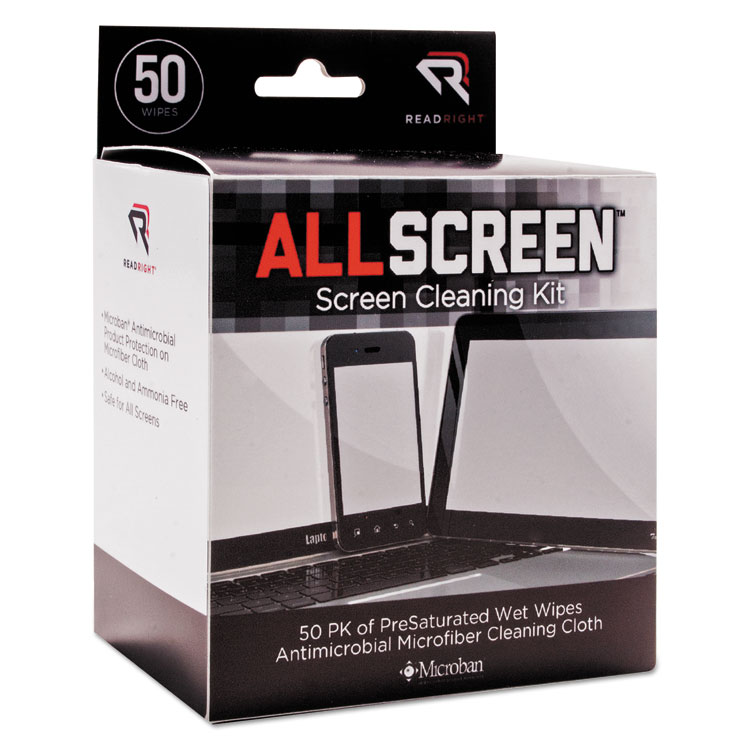 Picture of Allscreen Screen Cleaning Kit, 50 Wipes, 1 Microfiber Cloth
