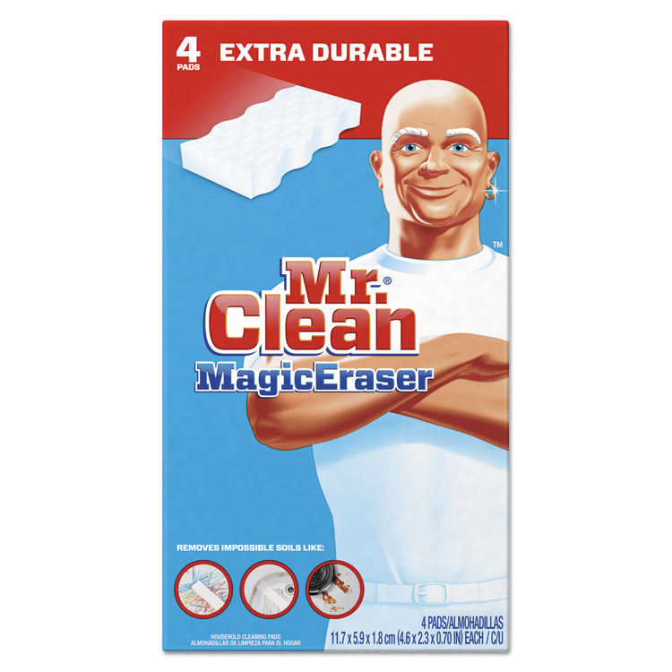 Picture of Mr. Clean® Magic Eraser Extra Durable, 4 3/5" x 2 2/5", 4/Box, 8 Boxes/Carton  (PGC82038CT)