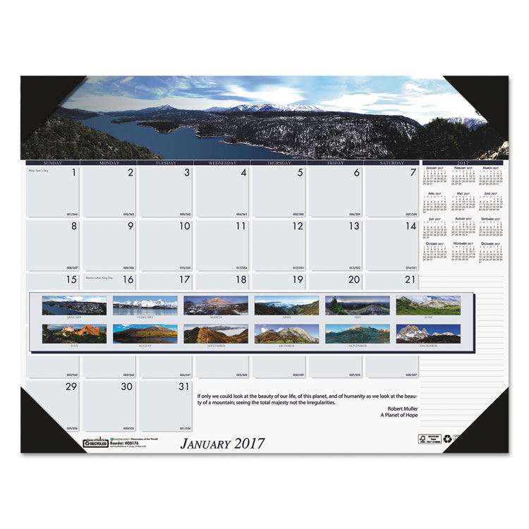 Picture of Recycled Mountains of the World Photo Monthly Desk Pad Calendar, 22 x 17