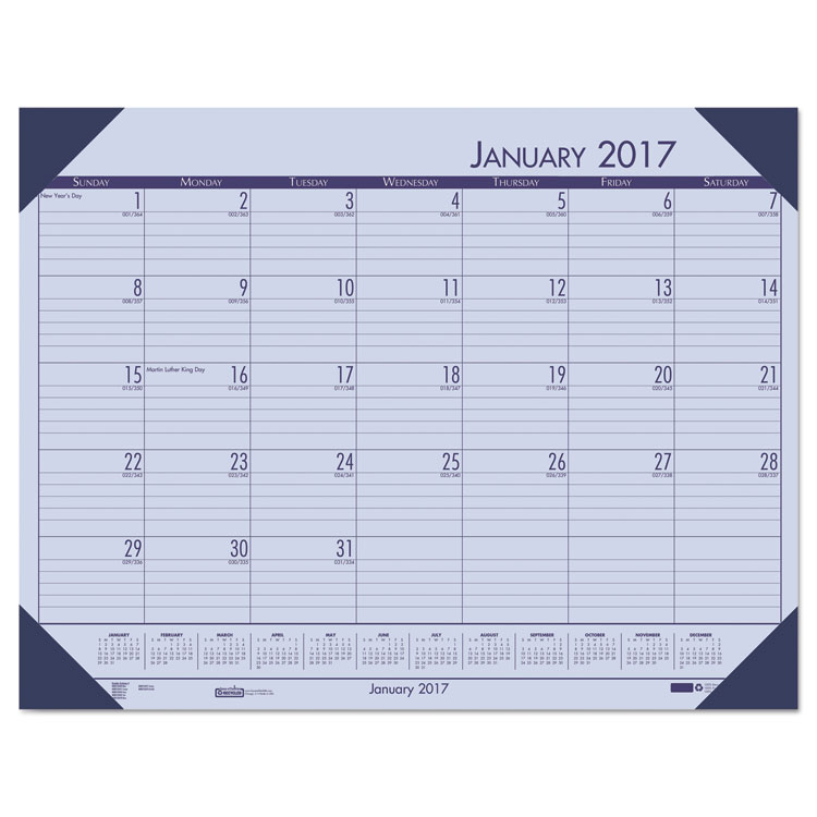 Picture of Recycled EcoTones Sunset Orchid Monthly Desk Pad Calendar, 22 x 17